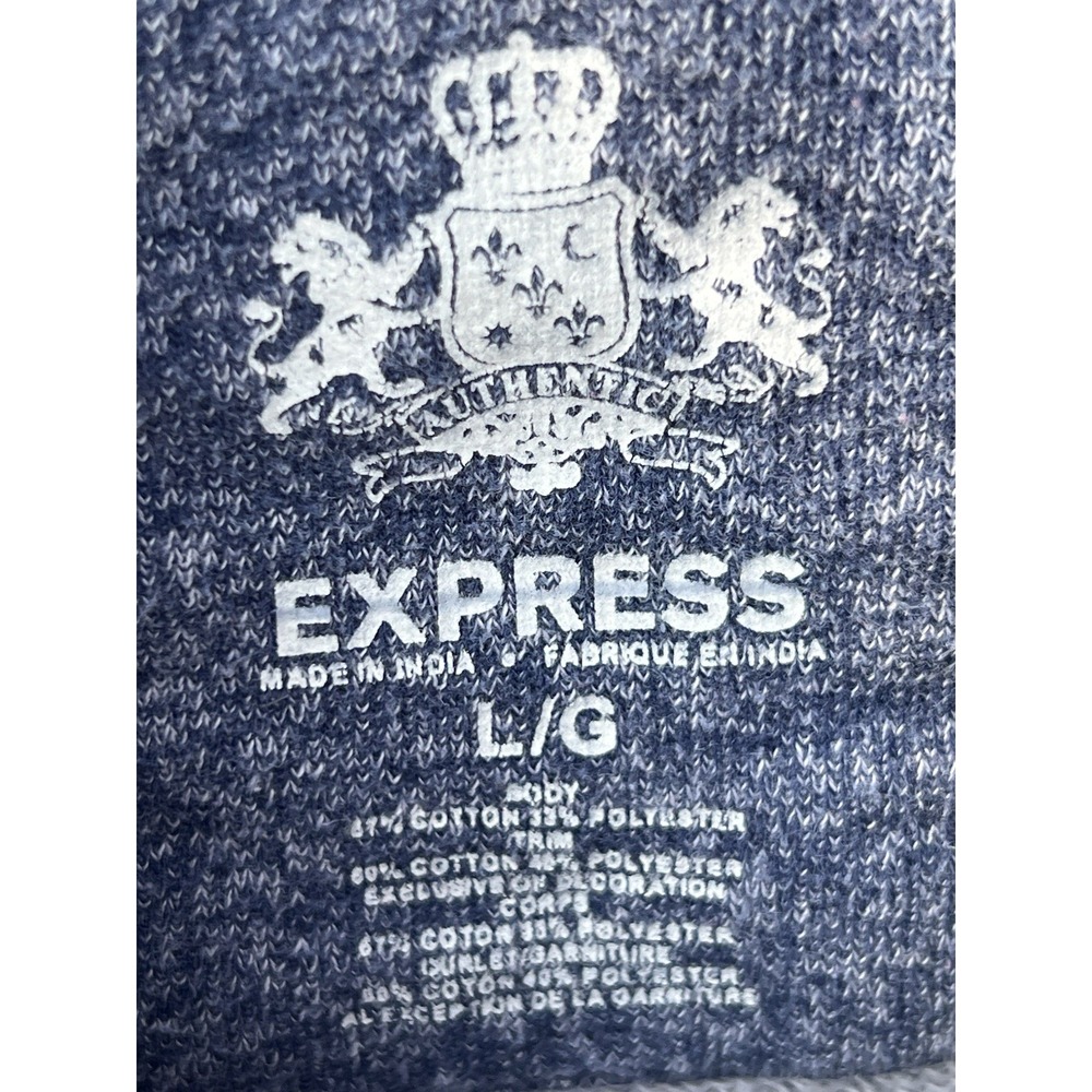 Express Heather‎ Blue Long Sleeve Full Zip Hoodie Sweatshirt Size Large-Flaw - Picture 4 of 5